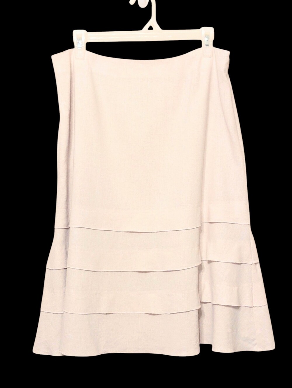 Christopher and Banks Linen Blend Aline Skirt Lined Off White Flat Waist Size 10